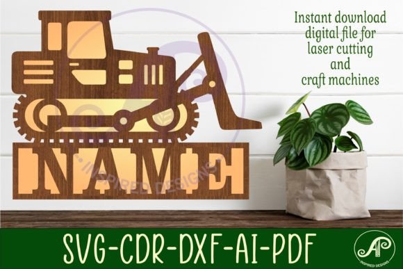 Download Bulldozer Construction Vehicle Name Sign - Vehicle name sign Collection