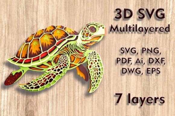 Download Sea Turtle 3D SVG Multilayer Laser Files - Multilayer Collection