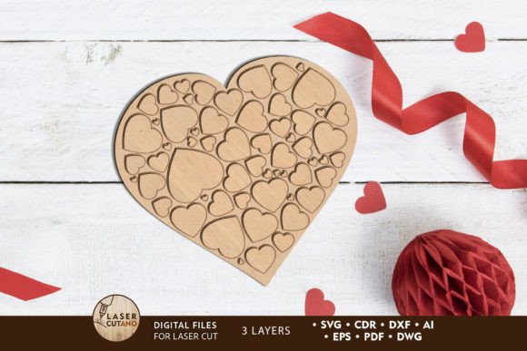 Download Heart Multilayer Cut Template, Wood Cut - Multilayer Collection