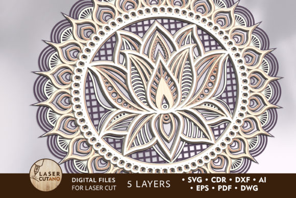 Download Multilayer Laser Cut File MANDALA LOTUS - Multilayer Collection