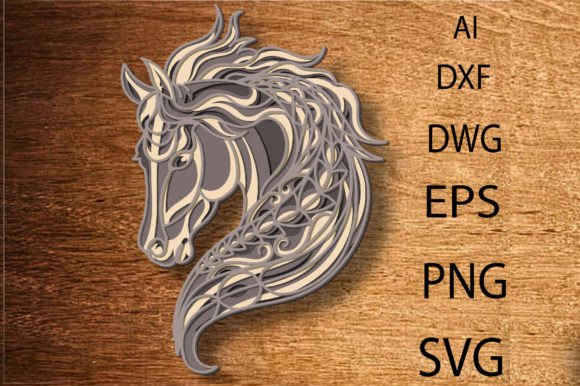 Download Multilayer Horse Laser Cut File 3D Horse - Multilayer Collection